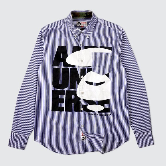 Aape by A Bathing Ape Striped Shirt with Logo Print - Picture 1 of 16